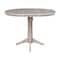 International Concepts Round 36 in Rd Top Pedestal Table, 12 in Leaf, 40.9 inH, Adjust Ht, Washed Gray Taupe, 36 in W, 48 in L K09-36RXT-27B-6B-2 - alternate 1